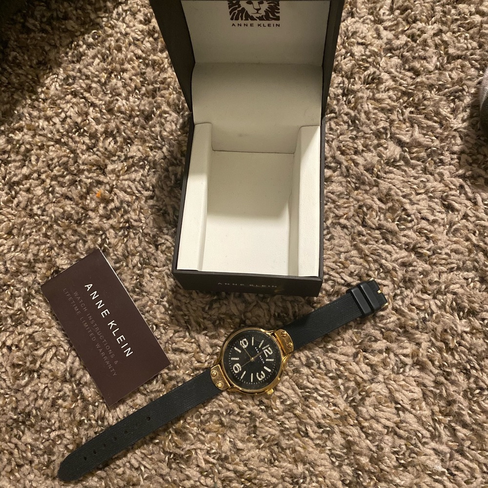 Anne Klein Black Gold Watch